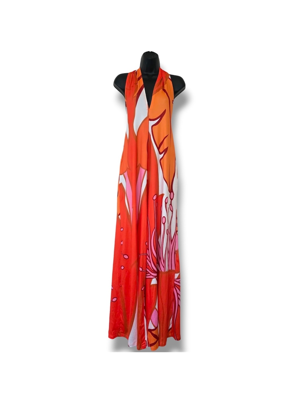 Dress Day Women’s Tropical Halter Maxi Jumpsuit Small